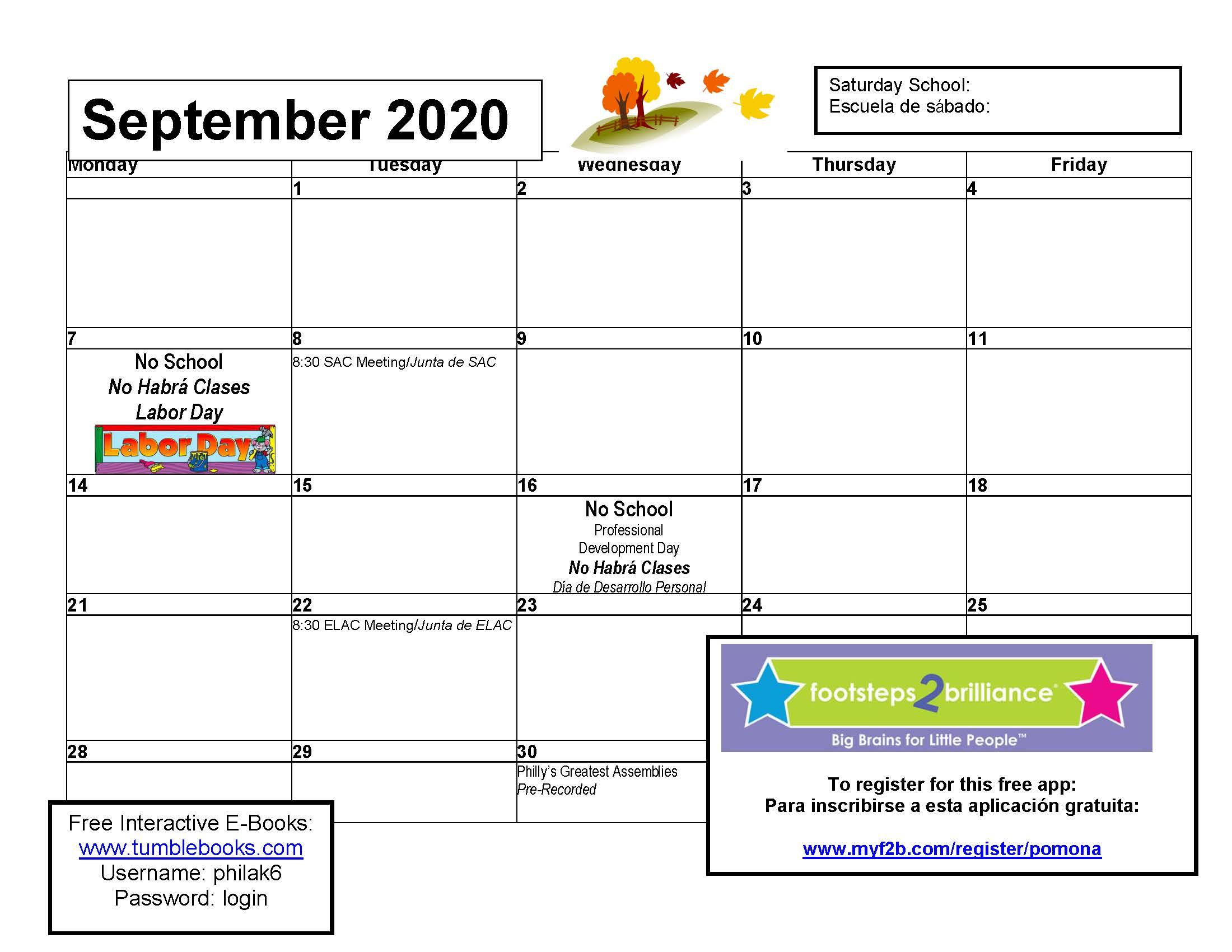 Please preview September calendar